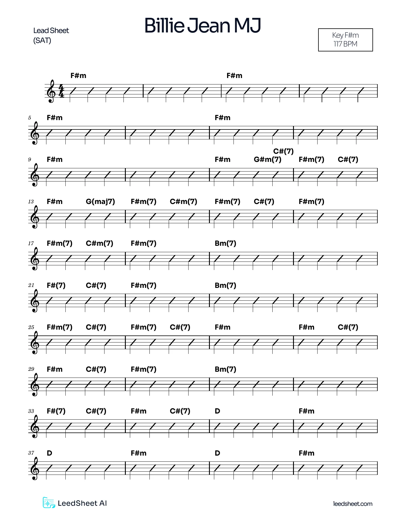 Chart completo de Billie Jean
