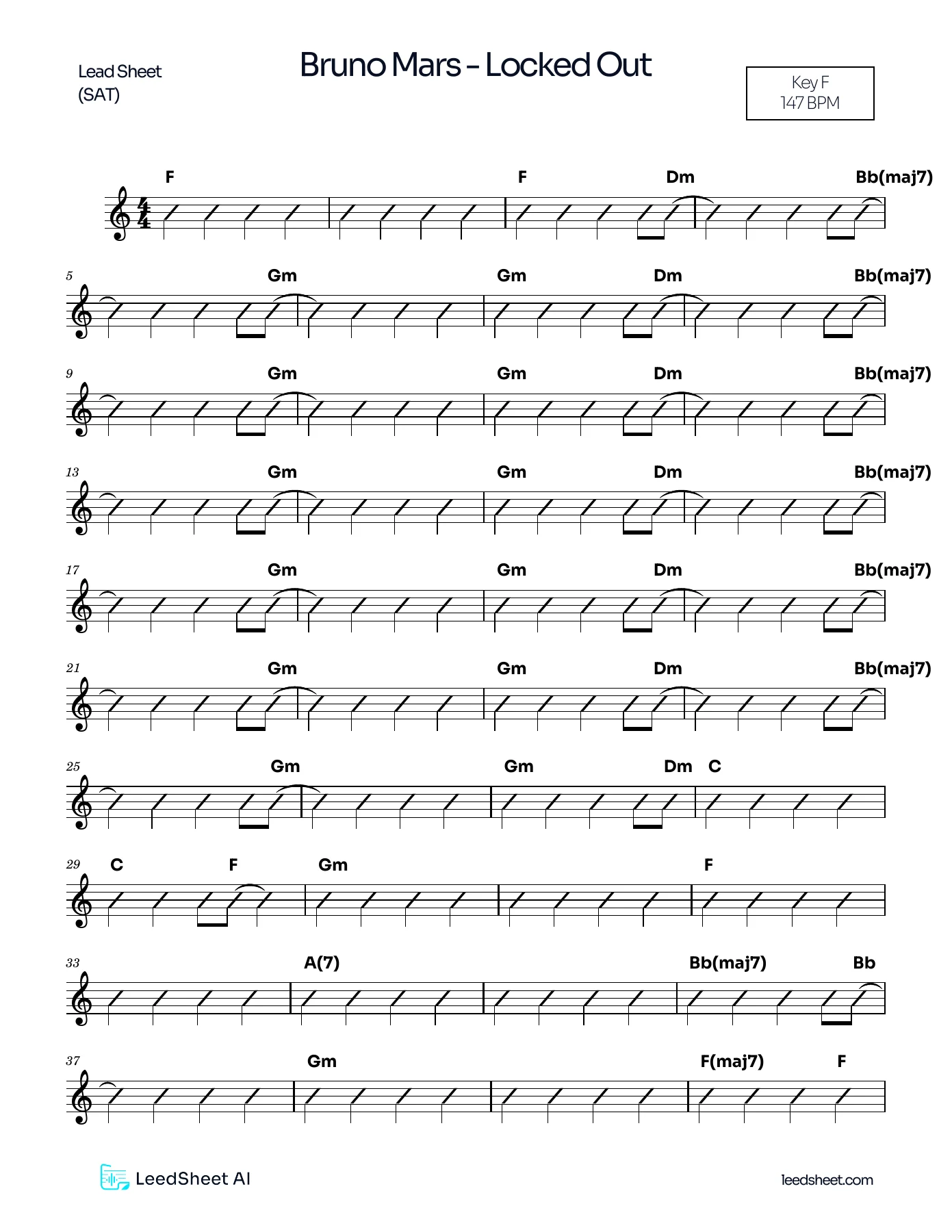 Chart completo de Locked Out of Heaven