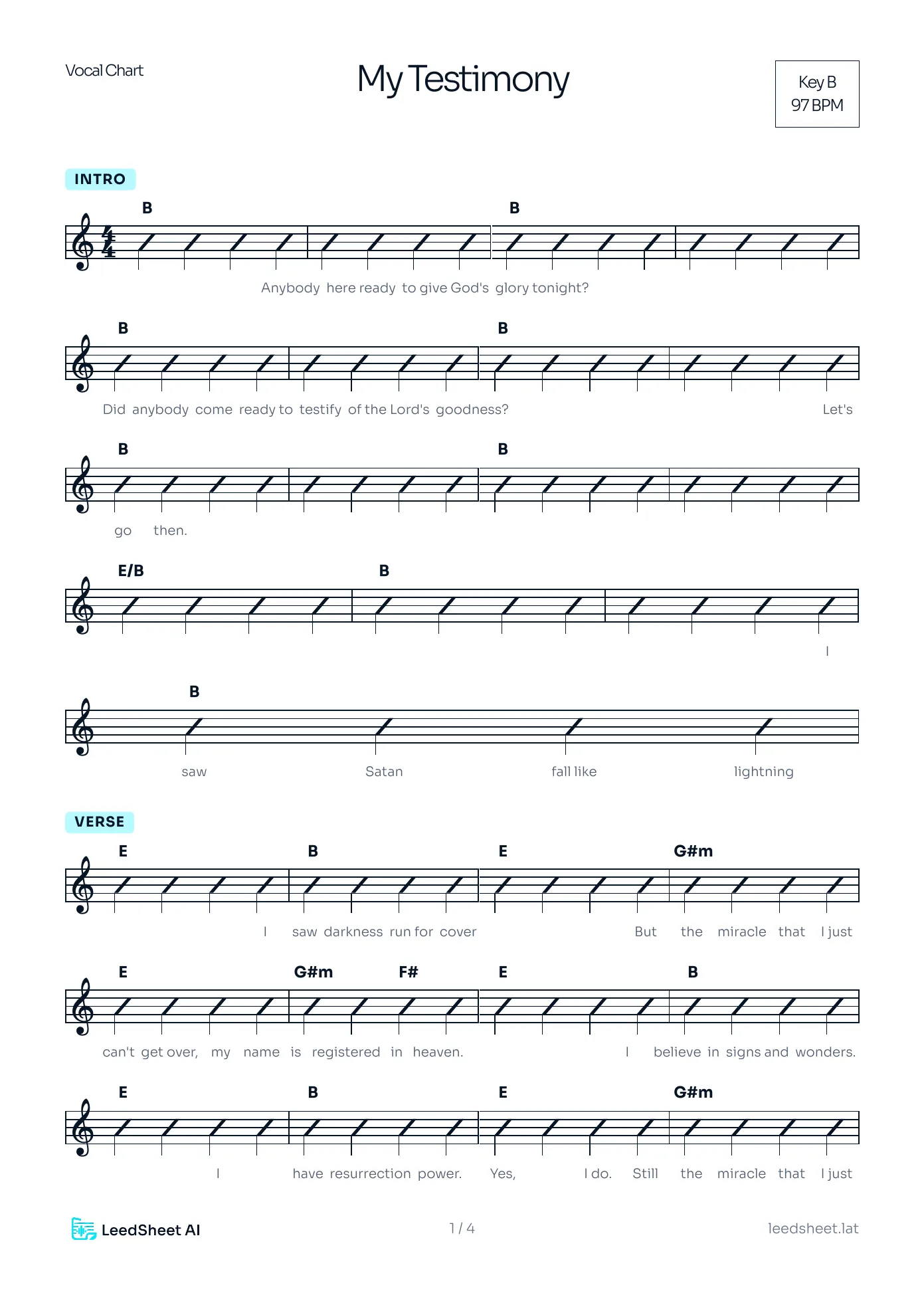 Complete My Testimony chart